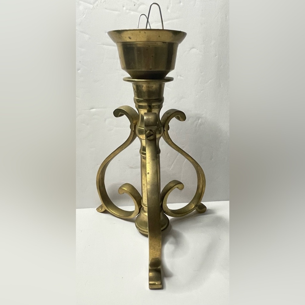 Elegant Solid Brass Candle Holder American Art Nouveau Style VINTAGE